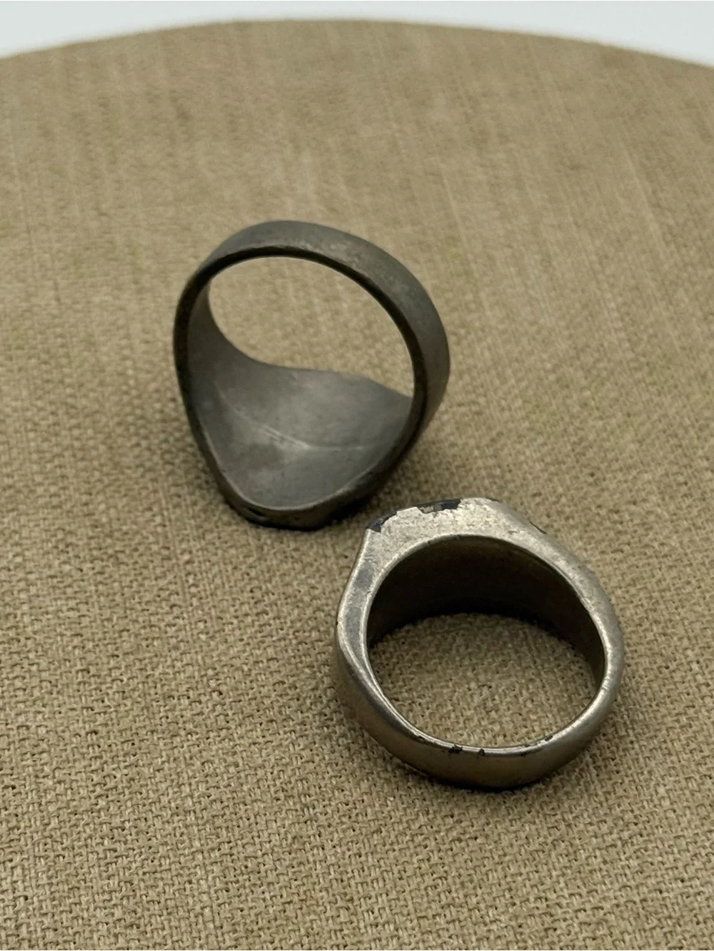 Set of two Men's Silver-Tone Inlay Ring with turquoise and coral Accents